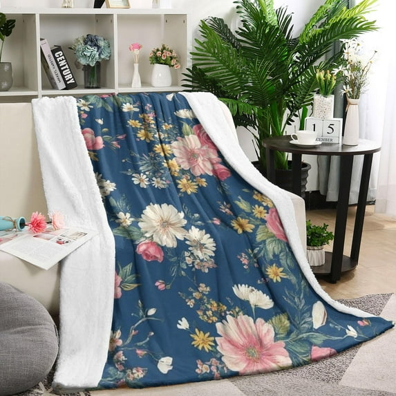 Pioneer Flower Blanket,Comfortable Soft Flannel Throw Blanket,All Season,Warm Lightweight Blankets for Sofa Bed Couch Living Room Chair,60"x80"(150x200cm)