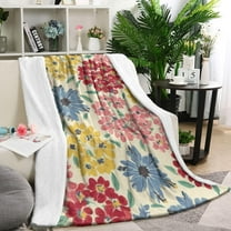 Pioneer Flower Blanket,Comfortable Soft Flannel Throw Blanket,All Season,Warm Lightweight Blankets for Sofa Bed Couch Living Room Chair,60"x80"(150x200cm)