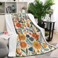 thumbnail image 1 of Pioneer Flower Blanket,Comfortable Soft Flannel Throw Blanket,All Season,Warm Lightweight Blankets for Sofa Bed Couch Living Room Chair,60"x80"(150x200cm), 1 of 4