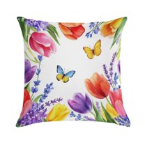 Pioneer Flower And Butterfly Pillow Covers,Pioneer Flower And Butterfly Throw Pillow Covers 18"×18" ,Living Room Sofa Couch Pillow Covers,Decorative Pillow Covers