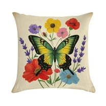 Pioneer Flower And Butterfly Pillow Covers,Pioneer Flower And Butterfly Throw Pillow Covers 18"×18" ,Living Room Sofa Couch Pillow Covers,Decorative Pillow Covers