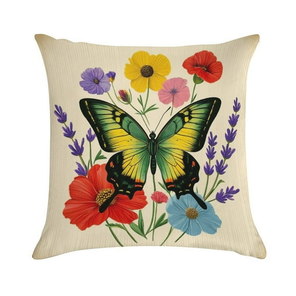 Pioneer Flower And Butterfly Pillow Covers,Pioneer Flower And Butterfly Throw Pillow Covers 18"×18" ,Living Room Sofa Couch Pillow Covers,Decorative Pillow Covers