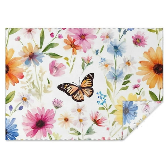 Pioneer Flower and Butterfly Rectangle Tablecloth 60"x84",Waterproof Polyester Rectangle Table Cloth, Wipeable Spillproof Polyester Tablecloth for Dining, Camping, Indoor and Outdoor