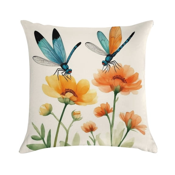 Pioneer Flower And Dragonfly Pillow Covers,Pioneer Flower And Dragonfly Throw Pillow Covers 24"×24" ,Living Room Sofa Couch Pillow Covers,Decorative Pillow Covers