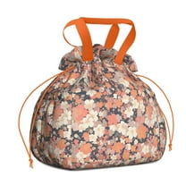Pioneer Flower Drawstring Lunch Bag Women - Drawstring Lunch Bag Insulated for Work Office - Stain-Resistant Large Lunchbags for Women with Multi-Pockets