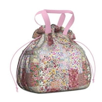 Pioneer Flower Drawstring Lunch Bag Women - Drawstring Lunch Bag Insulated for Work Office - Stain-Resistant Large Lunchbags for Women with Multi-Pockets