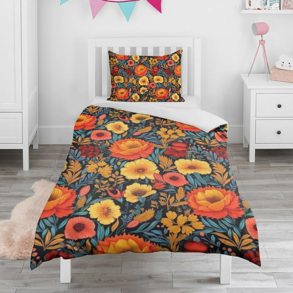 Pioneer Flower Duvet Cover and Pillowcase Set for Single Bedding, Bedroom Accessories for Kids Teens