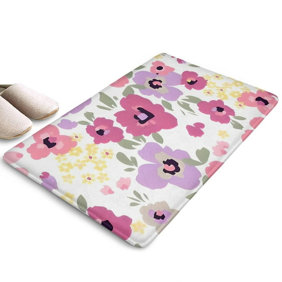 Pioneer Flower Floral Print Flannel Non Slip Door Rugs,Washable Door Mats Indoor,Decorative Door Mats,Dirt-Resistant and Absorbent Doormat for Entrance,Bedroom,Kitchen,Bathroom,31.5"x17"