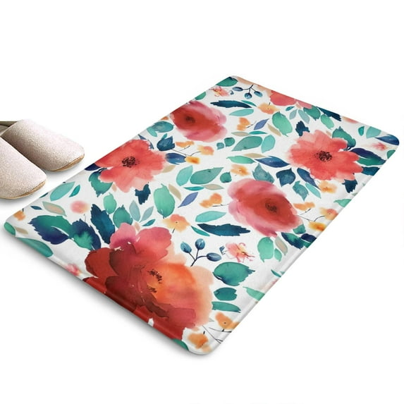 Pioneer Flower Floral Print Flannel Non Slip Door Rugs,Washable Door Mats Indoor,Decorative Door Mats,Dirt-Resistant and Absorbent Doormat for Entrance,Bedroom,Kitchen,Bathroom,31.5"x17"