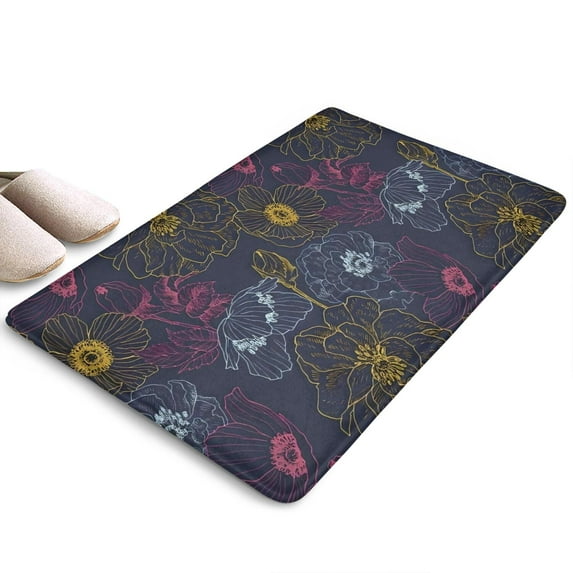 Pioneer Flower Floral Print Flannel Non Slip Door Rugs,Washable Door Mats Indoor,Decorative Door Mats,Dirt-Resistant and Absorbent Doormat for Entrance,Bedroom,Kitchen,Bathroom,31.5"x17"