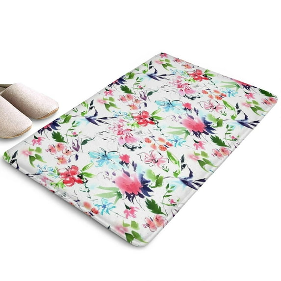 Pioneer Flower Floral Print Flannel Non Slip Door Rugs,Washable Door Mats Indoor,Decorative Door Mats,Dirt-Resistant and Absorbent Doormat for Entrance,Bedroom,Kitchen,Bathroom,31.5"x17"