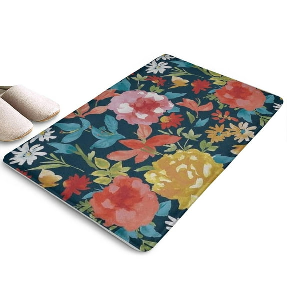 Pioneer Flower Floral Print Flannel Non Slip Door Rugs,Washable Door Mats Indoor,Decorative Door Mats,Dirt-Resistant and Absorbent Doormat for Entrance,Bedroom,Kitchen,Bathroom,23.5"x16"