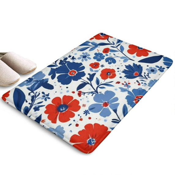 Pioneer Flower Floral Print Flannel Non Slip Door Rugs,Washable Door Mats Indoor,Decorative Door Mats,Dirt-Resistant and Absorbent Doormat for Entrance,Bedroom,Kitchen,Bathroom,31.5"x17"