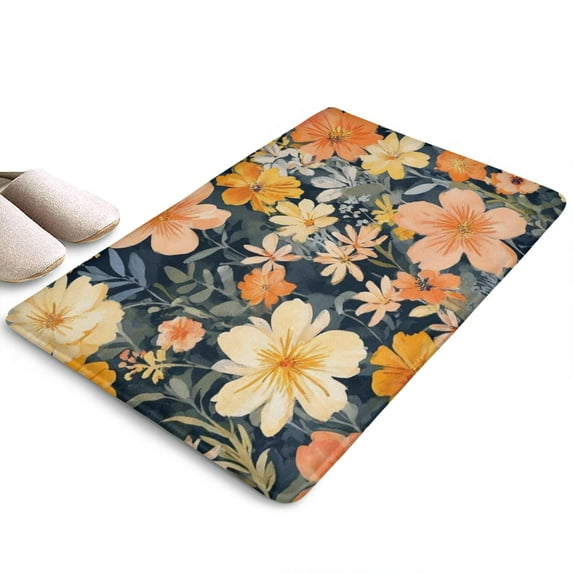 Pioneer Flower Floral Print Flannel Non Slip Door Rugs,Washable Door Mats Indoor,Decorative Door Mats,Dirt-Resistant and Absorbent Doormat for Entrance,Bedroom,Kitchen,Bathroom,31.5"x17"