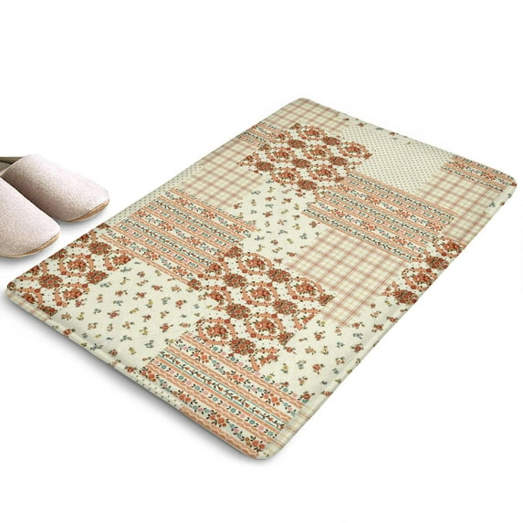 Pioneer Flower Floral Print Flannel Non Slip Door Rugs,Washable Door Mats Indoor,Decorative Door Mats,Dirt-Resistant and Absorbent Doormat for Entrance,Bedroom,Kitchen,Bathroom,23.5"x16"