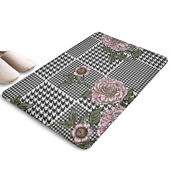 Pioneer Flower Floral Print Flannel Non Slip Door Rugs,Washable Door Mats Indoor,Decorative Door Mats,Dirt-Resistant and Absorbent Doormat for Entrance,Bedroom,Kitchen,Bathroom,31.5"x17"