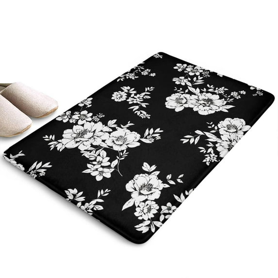 Pioneer Flower Floral Print Flannel Non Slip Door Rugs,Washable Door Mats Indoor,Decorative Door Mats,Dirt-Resistant and Absorbent Doormat for Entrance,Bedroom,Kitchen,Bathroom,23.5"x16"