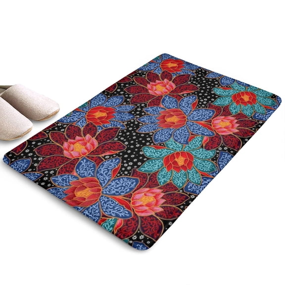 Pioneer Flower Floral Print Flannel Non Slip Door Rugs,Washable Door Mats Indoor,Decorative Door Mats,Dirt-Resistant and Absorbent Doormat for Entrance,Bedroom,Kitchen,Bathroom,23.5"x16"