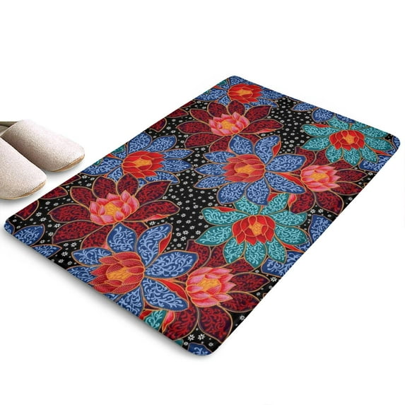 Pioneer Flower Floral Print Flannel Non Slip Door Rugs,Washable Door Mats Indoor,Decorative Door Mats,Dirt-Resistant and Absorbent Doormat for Entrance,Bedroom,Kitchen,Bathroom,23.5"x16"