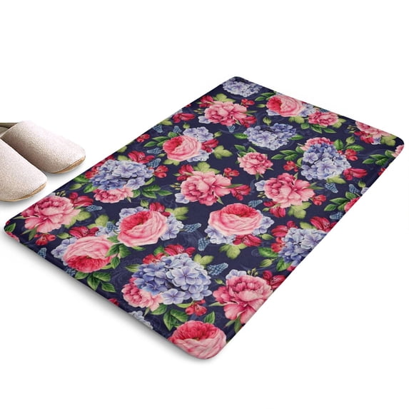 Pioneer Flower Floral Print Flannel Non Slip Door Rugs,Washable Door Mats Indoor,Decorative Door Mats,Dirt-Resistant and Absorbent Doormat for Entrance,Bedroom,Kitchen,Bathroom,23.5"x16"