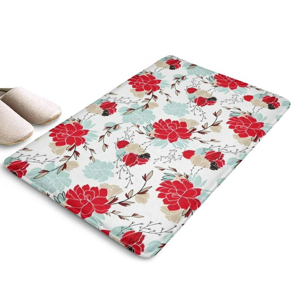 Pioneer Flower Floral Print Flannel Non Slip Door Rugs,Washable Door Mats Indoor,Decorative Door Mats,Dirt-Resistant and Absorbent Doormat for Entrance,Bedroom,Kitchen,Bathroom,23.5"x16"