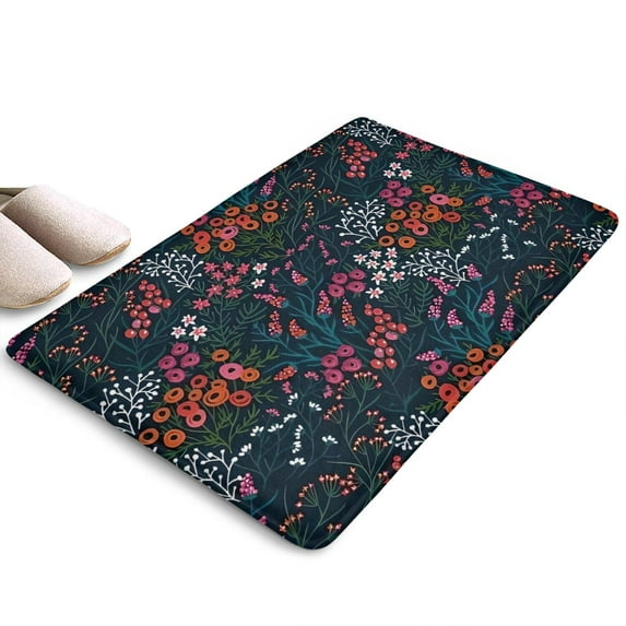 Pioneer Flower Floral Print Flannel Non Slip Door Rugs,Washable Door Mats Indoor,Decorative Door Mats,Dirt-Resistant and Absorbent Doormat for Entrance,Bedroom,Kitchen,Bathroom,31.5"x17"