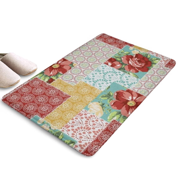 Pioneer Flower Floral Print Flannel Non Slip Door Rugs,Washable Door Mats Indoor,Decorative Door Mats,Dirt-Resistant and Absorbent Doormat for Entrance,Bedroom,Kitchen,Bathroom,23.5"x16"