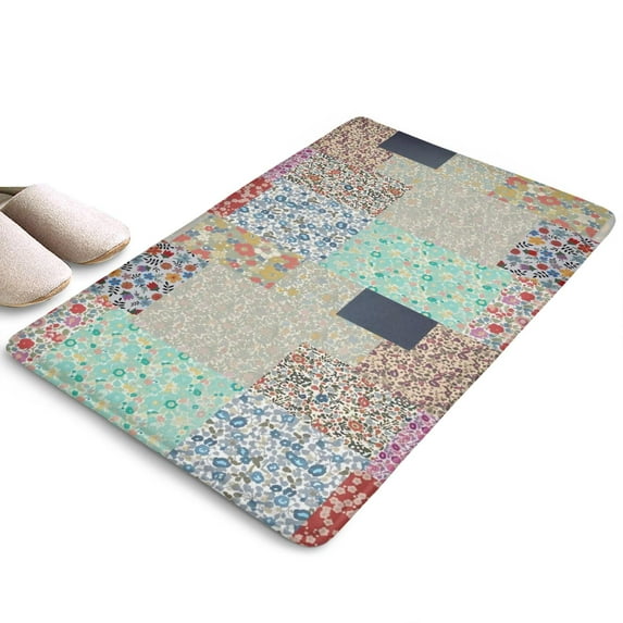 Pioneer Flower Floral Print Flannel Non Slip Door Rugs,Washable Door Mats Indoor,Decorative Door Mats,Dirt-Resistant and Absorbent Doormat for Entrance,Bedroom,Kitchen,Bathroom,23.5"x16"