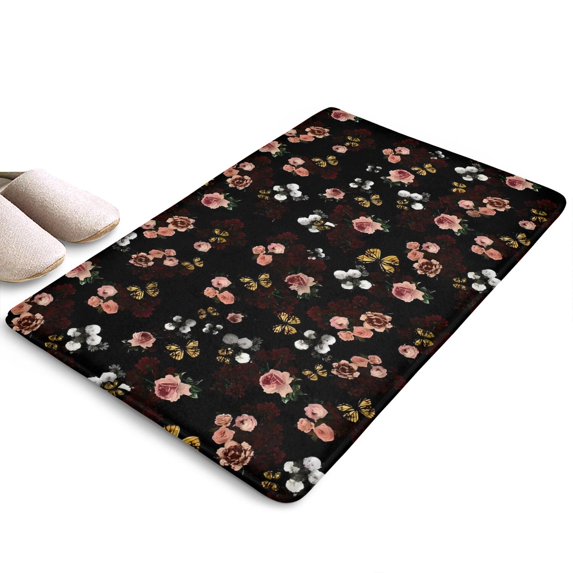 Pioneer Flower Floral Print Flannel Non Slip Door Rugs,Washable Door Mats Indoor,Decorative Door Mats,Dirt-Resistant and Absorbent Doormat for Entrance,Bedroom,Kitchen,Bathroom,23.5"x16"