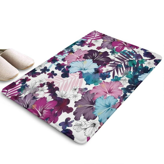 Pioneer Flower Floral Print Flannel Non Slip Door Rugs,Washable Door Mats Indoor,Decorative Door Mats,Dirt-Resistant and Absorbent Doormat for Entrance,Bedroom,Kitchen,Bathroom,31.5"x17"