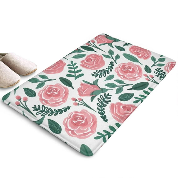 Pioneer Flower Floral Print Flannel Non Slip Door Rugs,Washable Door Mats Indoor,Decorative Door Mats,Dirt-Resistant and Absorbent Doormat for Entrance,Bedroom,Kitchen,Bathroom,31.5"x17"