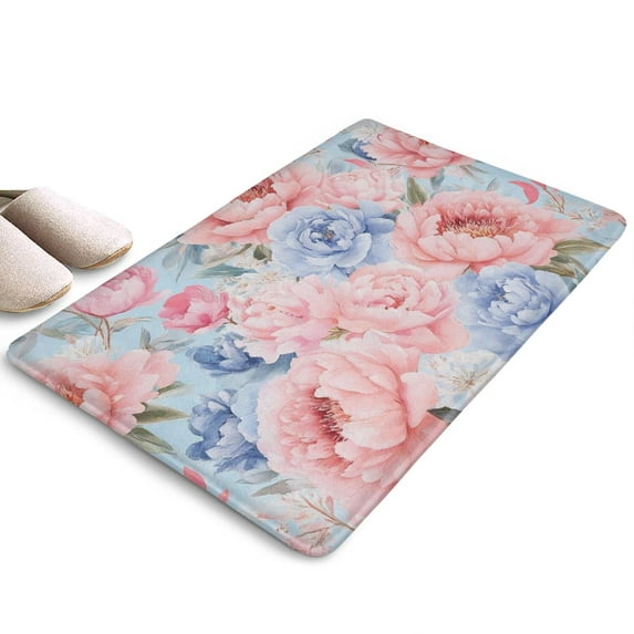 Pioneer Flower Floral Print Flannel Non Slip Door Rugs,Washable Door Mats Indoor,Decorative Door Mats,Dirt-Resistant and Absorbent Doormat for Entrance,Bedroom,Kitchen,Bathroom,23.5"x16"