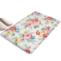 Pioneer Flower Floral Print Flannel Non Slip Door Rugs,Washable Door Mats Indoor,Decorative Door Mats,Dirt-Resistant and Absorbent Doormat for Entrance,Bedroom,Kitchen,Bathroom,23.5"x16"