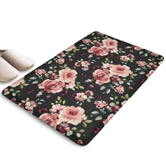 Pioneer Flower Floral Print Flannel Non Slip Door Rugs,Washable Door Mats Indoor,Decorative Door Mats,Dirt-Resistant and Absorbent Doormat for Entrance,Bedroom,Kitchen,Bathroom,23.5"x16"