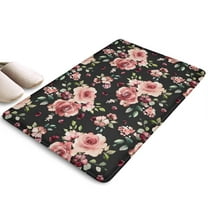 Pioneer Flower Floral Print Flannel Non Slip Door Rugs,Washable Door Mats Indoor,Decorative Door Mats,Dirt-Resistant and Absorbent Doormat for Entrance,Bedroom,Kitchen,Bathroom,23.5"x16"