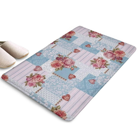 Pioneer Flower Floral Print Flannel Non Slip Door Rugs,Washable Door Mats Indoor,Decorative Door Mats,Dirt-Resistant and Absorbent Doormat for Entrance,Bedroom,Kitchen,Bathroom,23.5"x16"