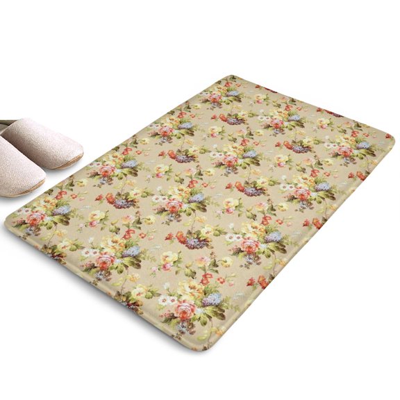 Pioneer Flower Floral Print Flannel Non Slip Door Rugs,Washable Door Mats Indoor,Decorative Door Mats,Dirt-Resistant and Absorbent Doormat for Entrance,Bedroom,Kitchen,Bathroom,23.5"x16"