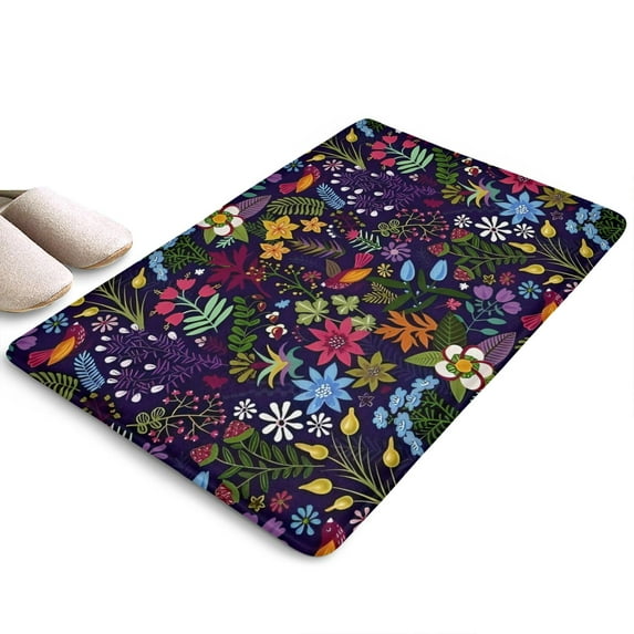 Pioneer Flower Floral Print Flannel Non Slip Door Rugs,Washable Door Mats Indoor,Decorative Door Mats,Dirt-Resistant and Absorbent Doormat for Entrance,Bedroom,Kitchen,Bathroom,31.5"x17"