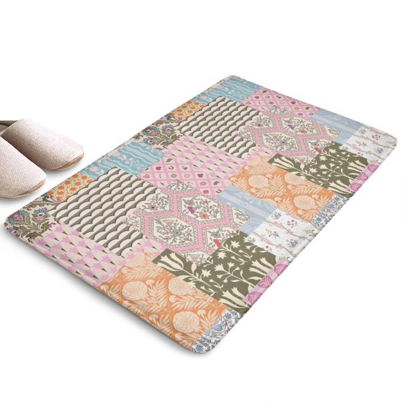Pioneer Flower Floral Print Flannel Non Slip Door Rugs,Washable Door Mats Indoor,Decorative Door Mats,Dirt-Resistant and Absorbent Doormat for Entrance,Bedroom,Kitchen,Bathroom,23.5"x16"