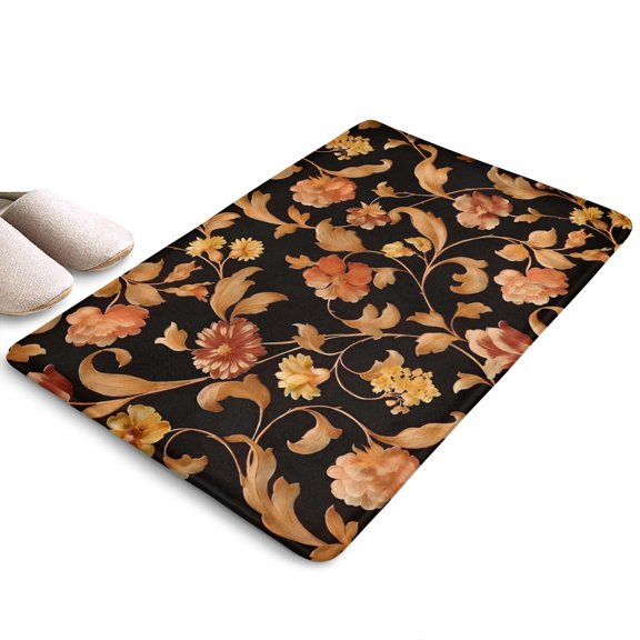 Pioneer Flower Floral Print Flannel Non Slip Door Rugs,Washable Door Mats Indoor,Decorative Door Mats,Dirt-Resistant and Absorbent Doormat for Entrance,Bedroom,Kitchen,Bathroom,23.5"x16"