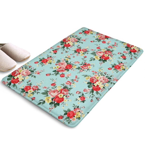Pioneer Flower Floral Print Flannel Non Slip Door Rugs,Washable Door Mats Indoor,Decorative Door Mats,Dirt-Resistant and Absorbent Doormat for Entrance,Bedroom,Kitchen,Bathroom,23.5"x16"