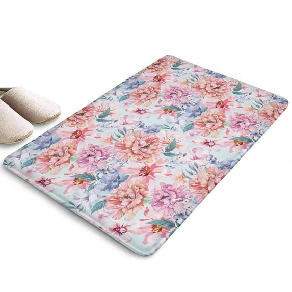 Pioneer Flower Floral Print Flannel Non Slip Door Rugs,Washable Door Mats Indoor,Decorative Door Mats,Dirt-Resistant and Absorbent Doormat for Entrance,Bedroom,Kitchen,Bathroom,23.5"x16"