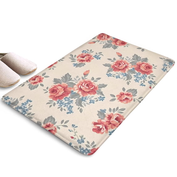 Pioneer Flower Floral Print Flannel Non Slip Door Rugs,Washable Door Mats Indoor,Decorative Door Mats,Dirt-Resistant and Absorbent Doormat for Entrance,Bedroom,Kitchen,Bathroom,23.5"x16"