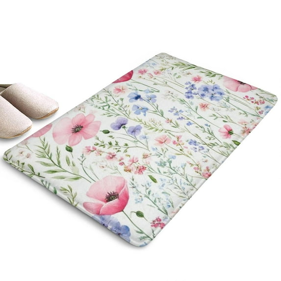 Pioneer Flower Floral Print Flannel Non Slip Door Rugs,Washable Door Mats Indoor,Decorative Door Mats,Dirt-Resistant and Absorbent Doormat for Entrance,Bedroom,Kitchen,Bathroom,31.5"x17"