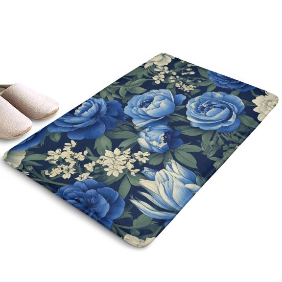 Pioneer Flower Floral Print Flannel Non Slip Door Rugs,Washable Door Mats Indoor,Decorative Door Mats,Dirt-Resistant and Absorbent Doormat for Entrance,Bedroom,Kitchen,Bathroom,23.5"x16"