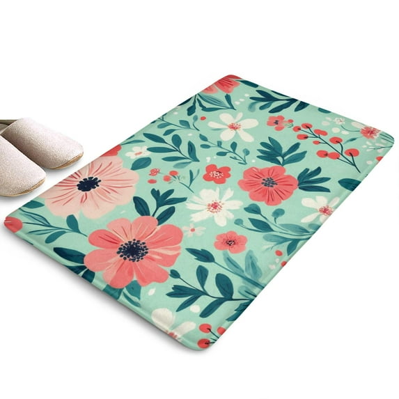 Pioneer Flower Floral Print Flannel Non Slip Door Rugs,Washable Door Mats Indoor,Decorative Door Mats,Dirt-Resistant and Absorbent Doormat for Entrance,Bedroom,Kitchen,Bathroom,23.5"x16"