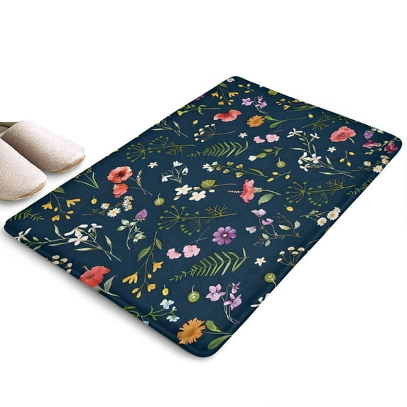Pioneer Flower Floral Print Flannel Non Slip Door Rugs,Washable Door Mats Indoor,Decorative Door Mats,Dirt-Resistant and Absorbent Doormat for Entrance,Bedroom,Kitchen,Bathroom,23.5"x16"
