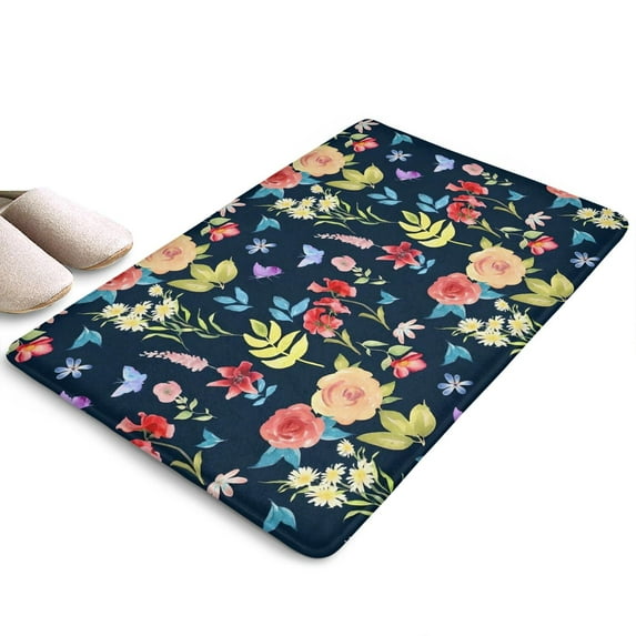 Pioneer Flower Floral Print Flannel Non Slip Door Rugs,Washable Door Mats Indoor,Decorative Door Mats,Dirt-Resistant and Absorbent Doormat for Entrance,Bedroom,Kitchen,Bathroom,23.5"x16"
