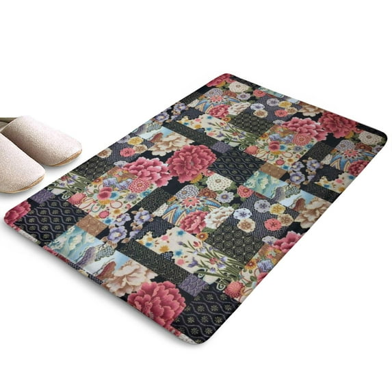 Pioneer Flower Floral Print Flannel Non Slip Door Rugs,Washable Door Mats Indoor,Decorative Door Mats,Dirt-Resistant and Absorbent Doormat for Entrance,Bedroom,Kitchen,Bathroom,23.5"x16"