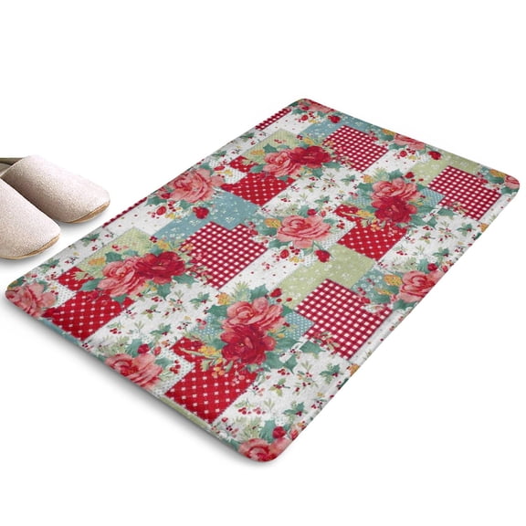 Pioneer Flower Floral Print Flannel Non Slip Door Rugs,Washable Door Mats Indoor,Decorative Door Mats,Dirt-Resistant and Absorbent Doormat for Entrance,Bedroom,Kitchen,Bathroom,23.5"x16"